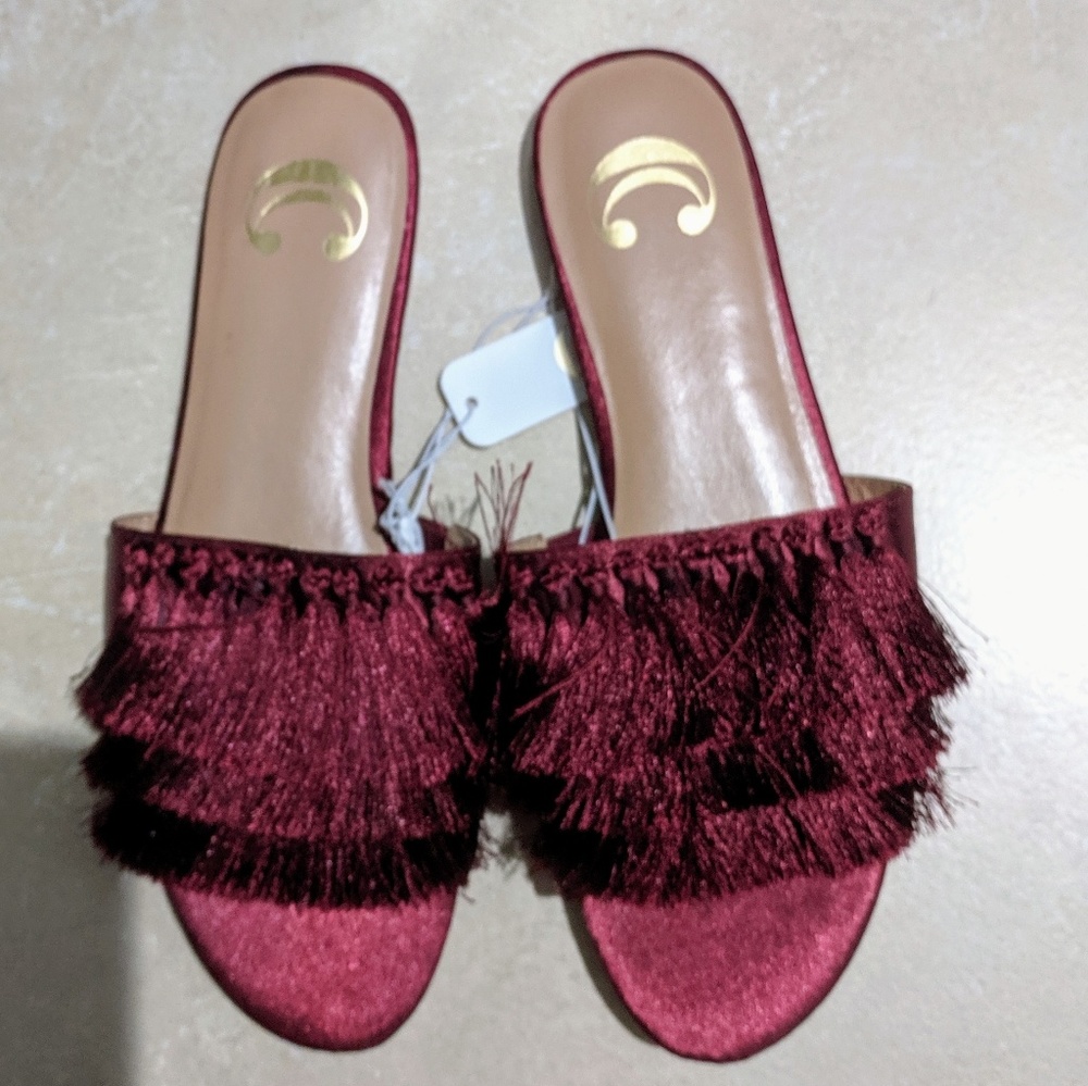 Charming Charlie wine fringe sandals